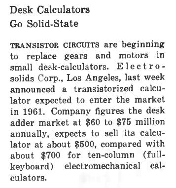 Electrosolids' Calculator Announcement
